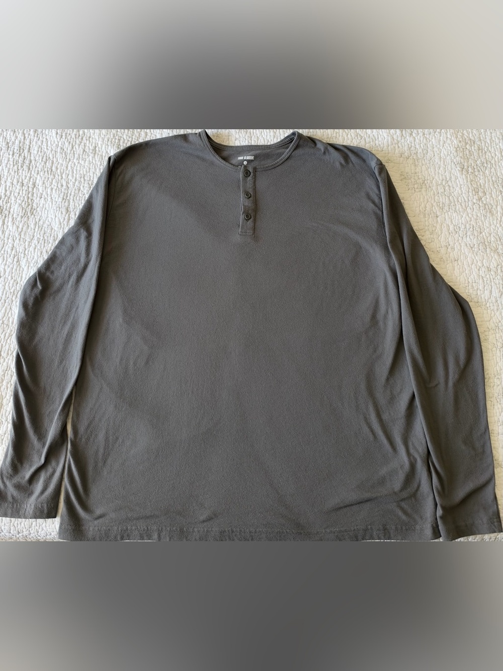 True Classic Long Sleeve Henley Gray XL Like New
